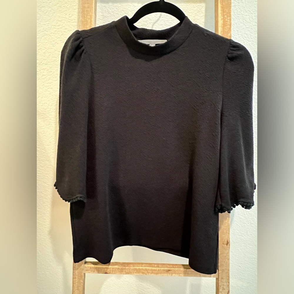 Sunday in Brooklyn Black Boxy Ribbed Blouse